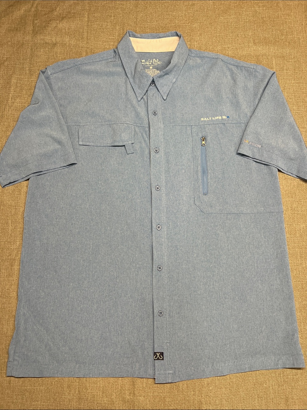 Salt Life Light Blue Short Sleeve Button-Front Fishing Shirt